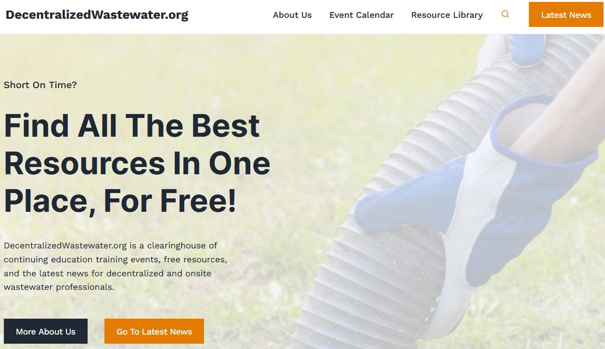 🚨 Exciting news: Our newest sister website, DecentralizedWastewater.org, is finally LIVE! This website provides training & assistance resources to wastewater professionals & onsite system owners. The site will host training documents, a training event calendar, webinars & more.