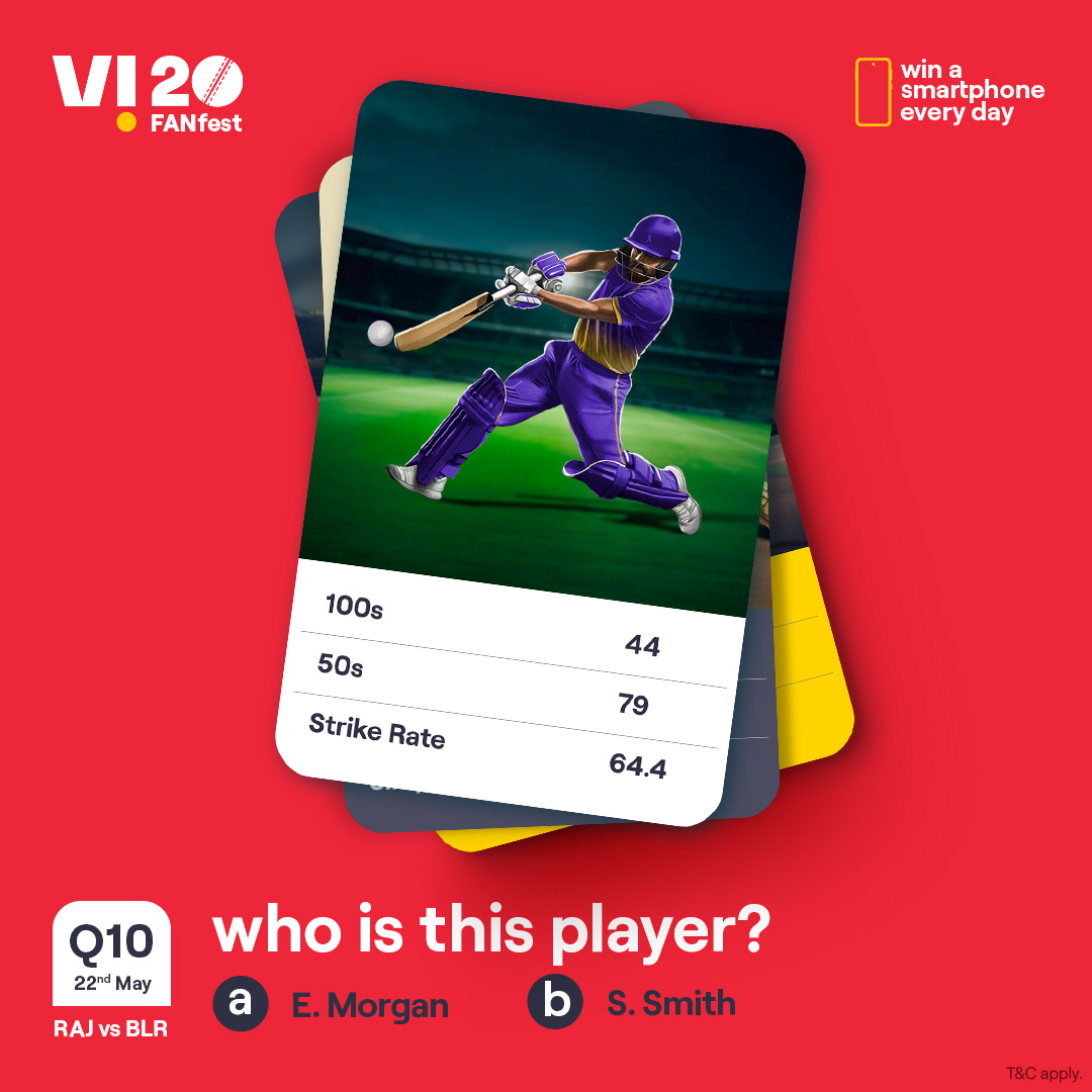 A challenge that separates the cricket experts from the rest. Identify this player and you stand a chance to win a smartphone every day. 1. Follow our page 2. ⁠Comment the right answers with #Vi20FANfest #ChallengeAlert #WinPrizes #Quiz #Challenge #ParticipateAndWin #RAJvsBLR