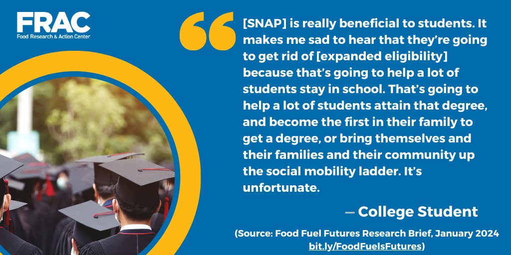 Studying on an empty stomach? For 57% of college students, it's a daily struggle! @fractweets latest report shows how expanded SNAP eligibility reduced hunger among college students during the pandemic. frac.org/wp-content/upl…