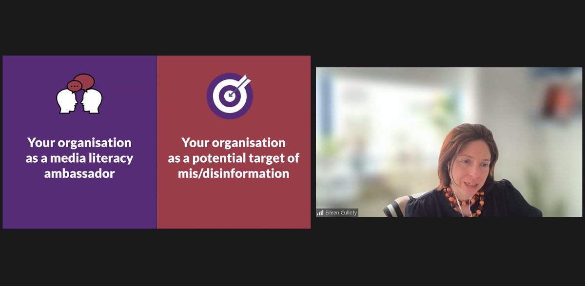 @MedialitIreland's Eileen Culloty breaks down the differences between #disinformation, #misinformation & #malinformation at our webinar with @EPinIreland 💻🧠Check out medialiteracyireland.ie for a range of free resources & tools ahead of the #EUElections2024!