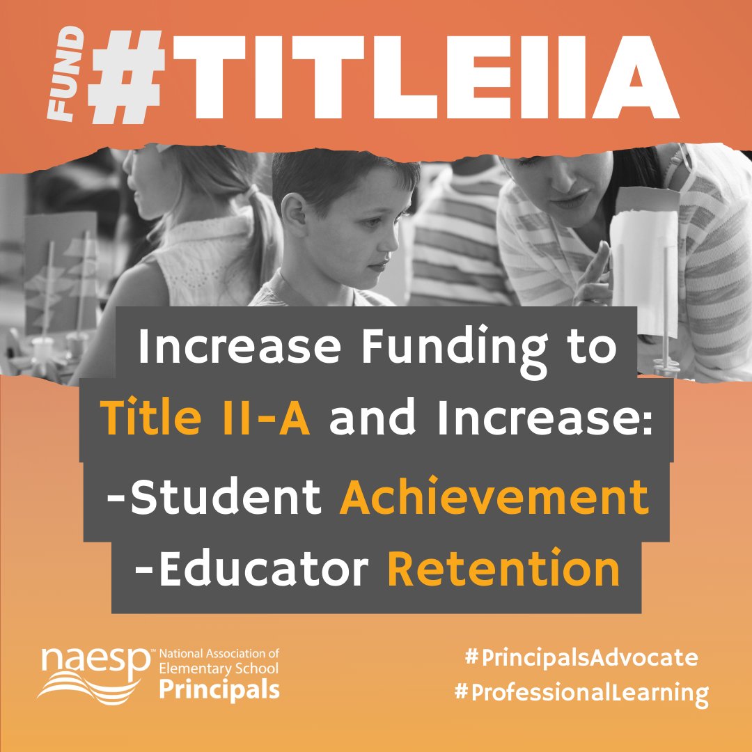 Research proves teachers & principals are key to student success. @NAESP is advocating for a 10% increase in #TitleIIA funding. Make a difference! Contact your Congress member at admin.phone2action.com/opa2paf & support quality education! #AdvocacyInAction #PrinicipalsAdvocate