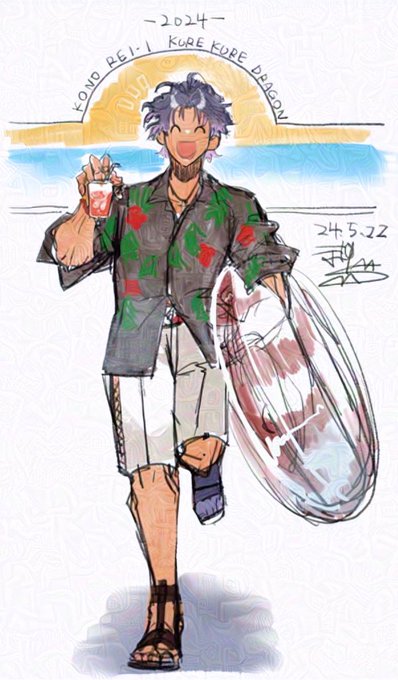 「1boy hawaiian shirt」 illustration images(Latest)