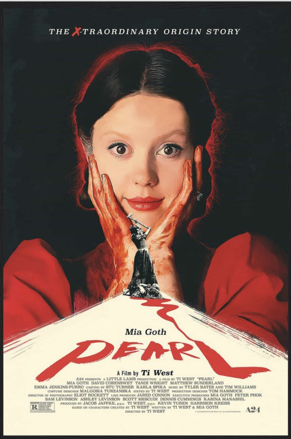 A24 NAILED the poster art for X & Pearl. They nailed the MaXXXine teaser. Period-perfect horror aesthetic. With all due @A24, the #MaXXXine poster is giving me “Mia Goth for Pantene” vibes. Where’s the Giallo? The 80s VHS aesthetic? The Nightstalker of it all?” Is this a slasher