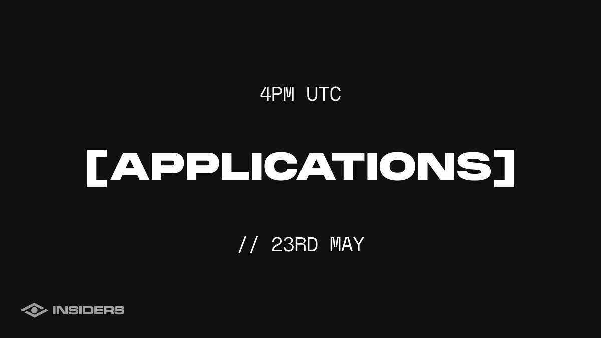 insiders_xyz's tweet photo. 👁️

[APPLICATIONS]

4PM UTC, Tomorrow.

LIKE•RT•COMMENT https://t.co/kuKxs7Vfof