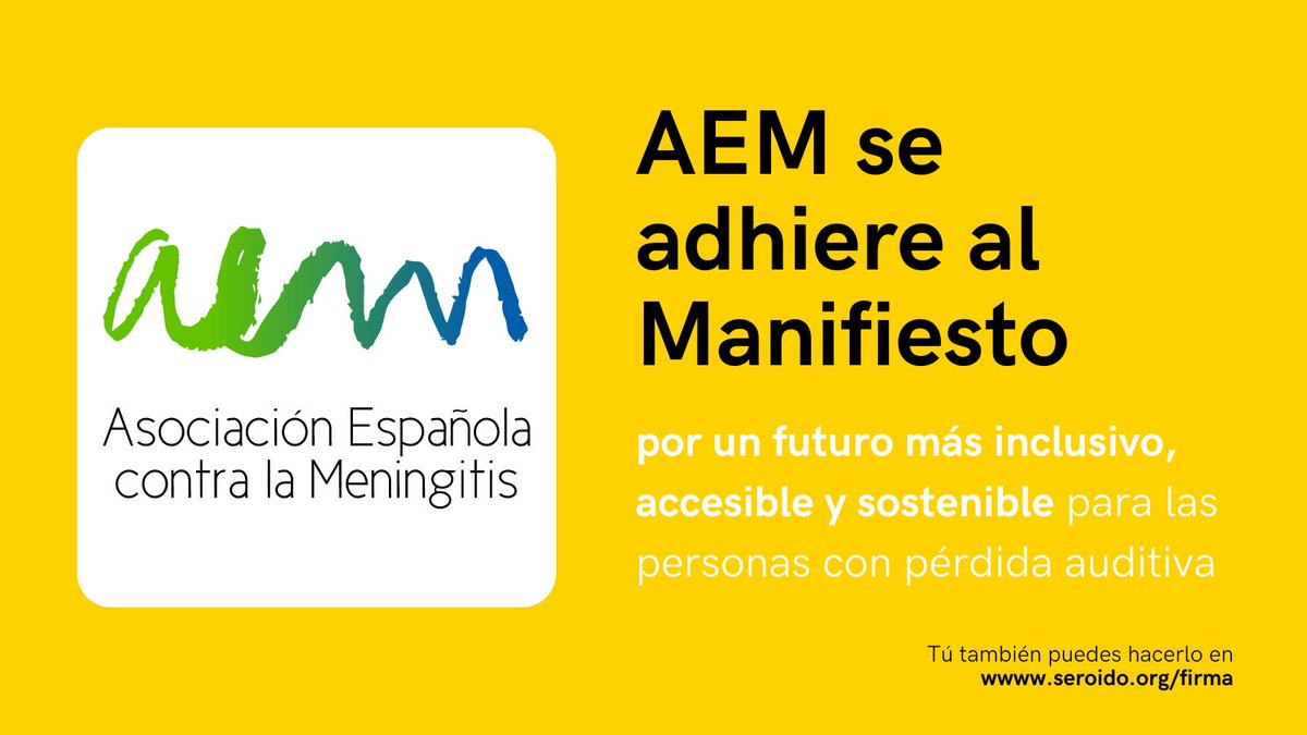 🙌💛 ¡@STOPmeningitis ya ha firmado nuestro manifiesto! ¿Y tú? ¿Crees en un futuro más inclusivo, accesible y sostenible para las personas com pérdida auditiva? Súmate en seroido.org/firma