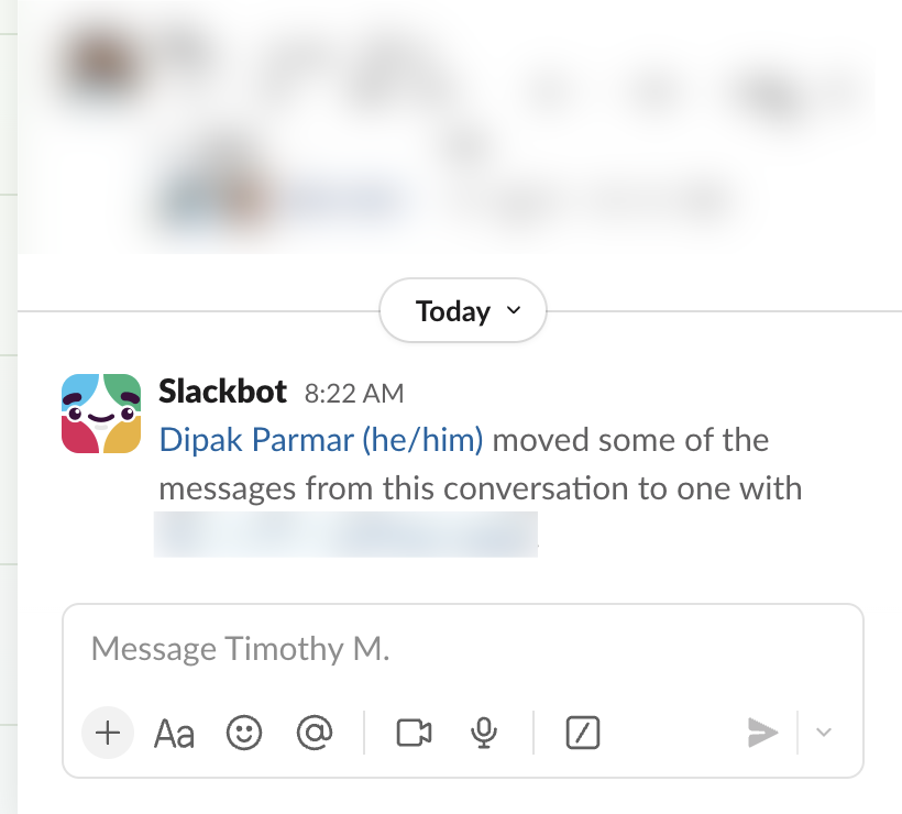 The ability to move messages in <a href="/SlackHQ/">Slack</a> from one-to-one chats to group chats is insanely powerful. Even though #MSTeams has this feature too, the #Slack experience feels much better.
