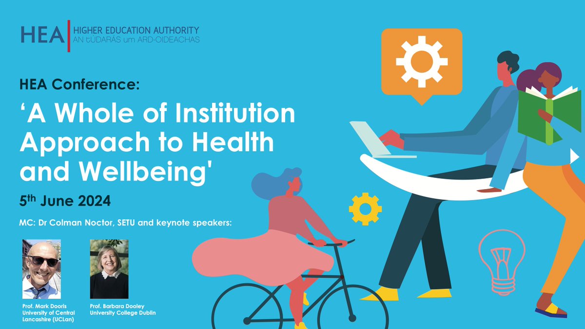 Healthy Campus HEA (@healthycampusie) on Twitter photo On June 5th we are hosting our second health & wellbeing conference 'A Whole of Institution Approach to Health & Wellbeing'
Keynote speakers include Professor Mark Dooris, University of Central Lancashire & Professor Barbara Dooley, UCD.
Email healthycampus@hea.ie for more info On June 5th we are hosting our second health & wellbeing conference 'A Whole of Institution Approach to Health & Wellbeing'
Keynote speakers include Professor Mark Dooris, University of Central Lancashire & Professor Barbara Dooley, UCD.
Email healthycampus@hea.ie for more info