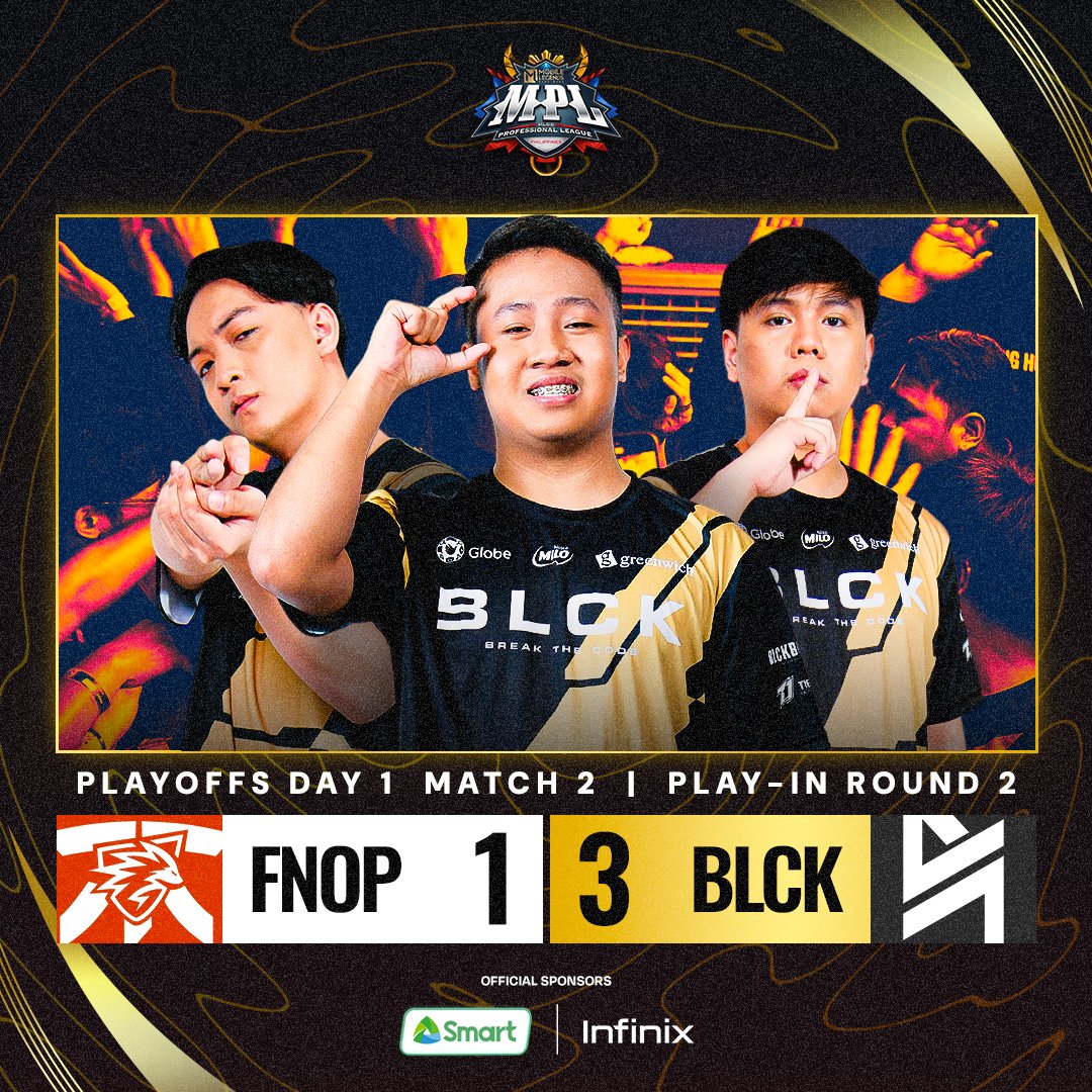 AABANTE ANG AGENTS SA UB SEMIFINALS! 🖤🤍

@BLACKLISTINTL advances to the Upper Bracket Semifinals after gaining the upper hand against Fnatic ONIC PH in a four game-series! 👏

#LakasNgPinas #MPLPhilippines #MPLPH #MLBB