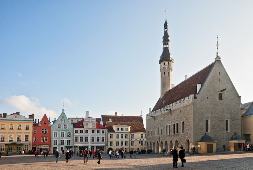 #Tallinn Town Hall was built all the way back in 1404. Gothic in design, the town hall sports a lofty tower upon which is perched a weather vane of Old Thomas – a symbol and guardian of Tallinn. -SAVEATRAIN.COM
