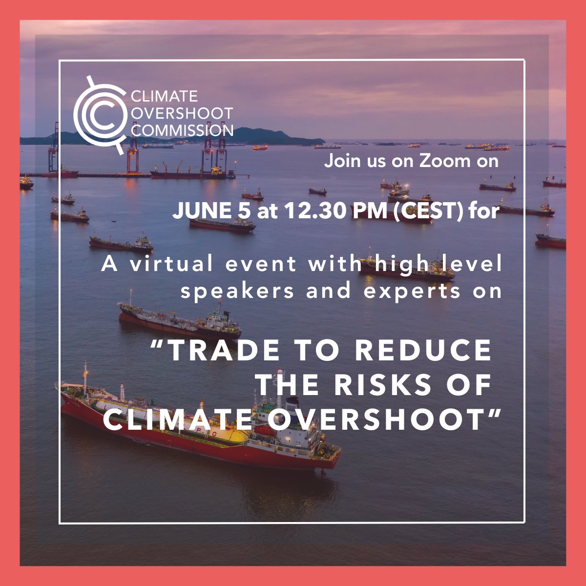 🌍Save the Date! Join our Chair Pascal Lamy and YEG member @LouiseMabulo for a virtual event on 'Trade to reduce the risks of climate overshoot' 🗓️ When? June 5 at 12.30 PM (CEST) 📍 Where? On Zoom via this link : us06web.zoom.us/j/85601519506