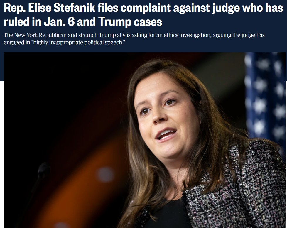 Elise Stefanik filed an ethics complaint with the New York State Commission on Judicial Conduct against Acting Supreme Court Justice Juan Merchan for his clear violation of the Rules of Judicial Conduct for the New York State Unified Court System due to his family directly