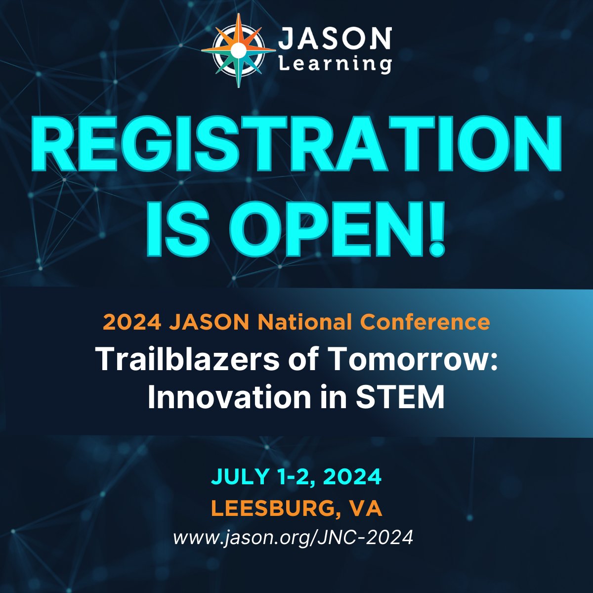 Registration is OPEN for JNC 2024!🌟 Don't miss out on this incredible opportunity to join us for two days filled with networking, learning, and fun! Secure your spot now before it's too late. Register here: bit.ly/4bOCKxb. #JNC2024 #STEMeducation