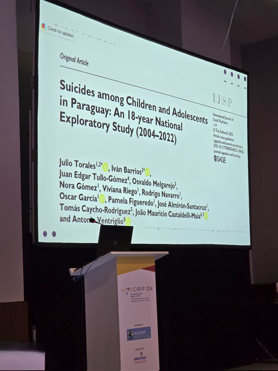 juliotorales's tweet image. Nuestra investigación ha sido presentada en el Congreso Mundial de la International Association for Child and Adolescent Psychiatry and Allied Professions (#IACAPAP) - #Brasil 🇧🇷 2024

#LasCátedras en #RioDeJaneiro 🏖☀️🌊