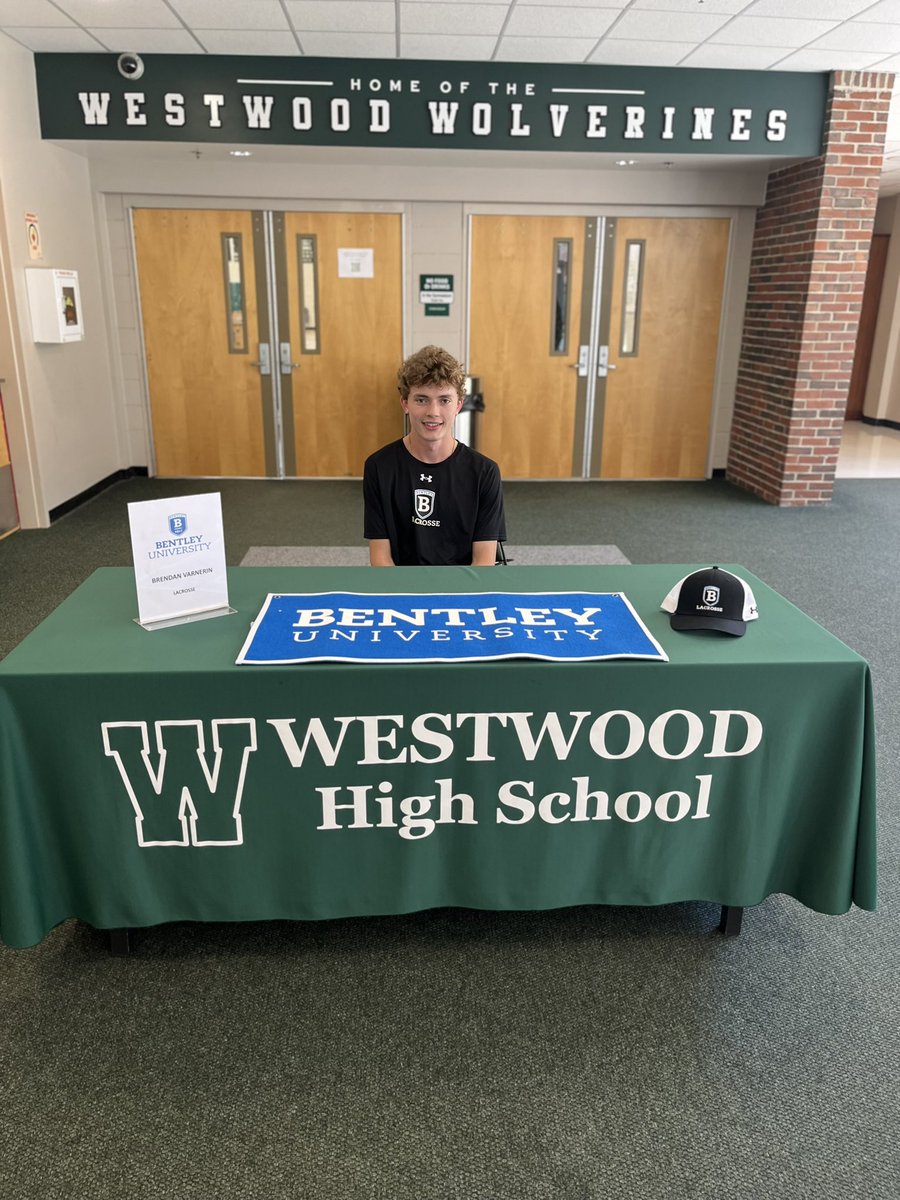 WHSAthletics1's tweet photo. Congratulations and best of luck to Brendan Varnerin as he continues his lacrosse career at Bentley University @WestwoodHS @Westwood_HS_Lax https://t.co/5icRAaQH89