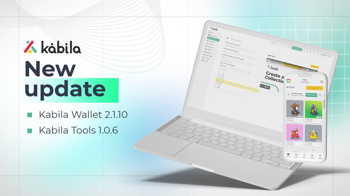 New Kabila Wallet & Tools Update! 🚨 -Metadata Key for Dynamic NFTs -Decentralised Metadata for Tokens -Token burn & wipe in Bulk -Permission-less listing from Launchpad -New NFT Rarity and ranking UI in Wallet -And more… Let´s dive in! 1/10 🧵