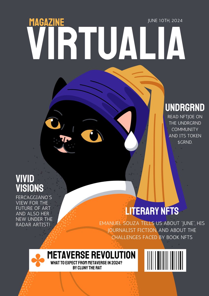 🔥OPEN CALL🔥 🥽VIRTUALIA MAGAZINE🥽 1ST EDITION 1. Follow us, like, RT, and tag friends. 2. Fulfill the form: forms.gle/9GZKiZXjxXxCT8… Magazine articles by the legends: 1. @NFTjoe 2. @Cluny_the_Rat 3. @FerCaggianoArt 4. @aislandart 5. @Blue7even 6. @EmanuelAlqm