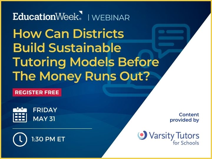 With ESSER funds running out, now is the time for districts to build sustainable tutoring models. Tune in on 5/31 for a discussion to answer the question, 'How can districts build sustainable tutoring models before the money runs out?'

Save your spot: bit.ly/3QVV53g