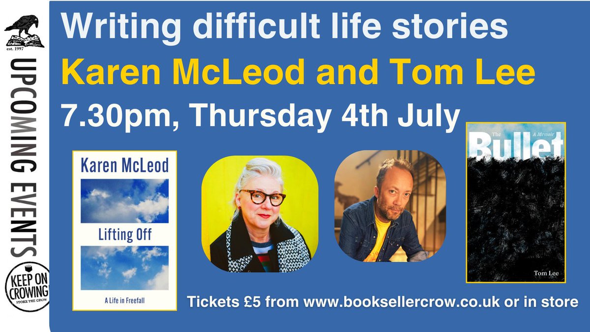 VOTE then come to my event with @TomLeeStories at @booksellercrow on 4th July. It feels even more exciting now! Tom's memoir 'The Bullet' is stunning, and it'll be the first time I'll be reading & discussing 'Lifting Off' in my manor. booksellercrow.co.uk/event/writing-… #booktwt #optimism