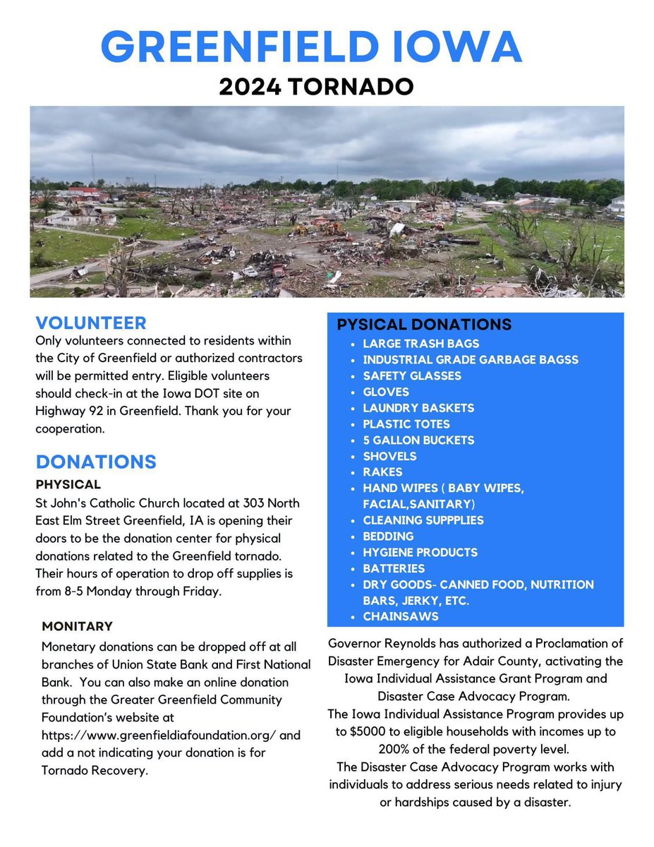 SorensenForIowa's tweet image. #GreenfieldTornado info