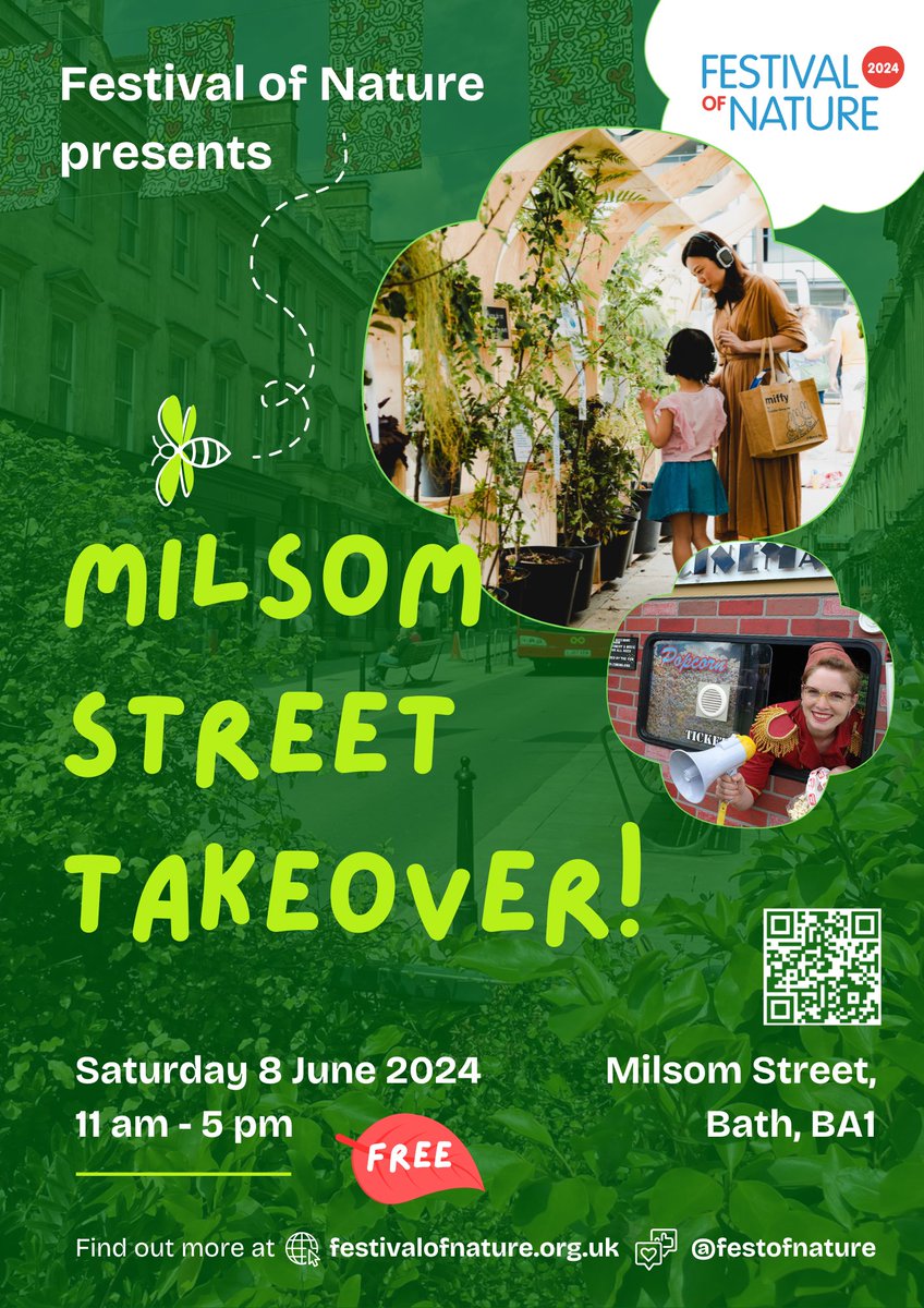 If you didn't already know... on Saturday 8 June, we're taking over Milsom Street in Bath! 🌻🌿 As part of #FestOfNature, we're running a FREE event all the way along central Bath's grand high street 11am-5pm. We'd love to see you there!✨ Find out more: bnhc.org.uk/festival-of-na…