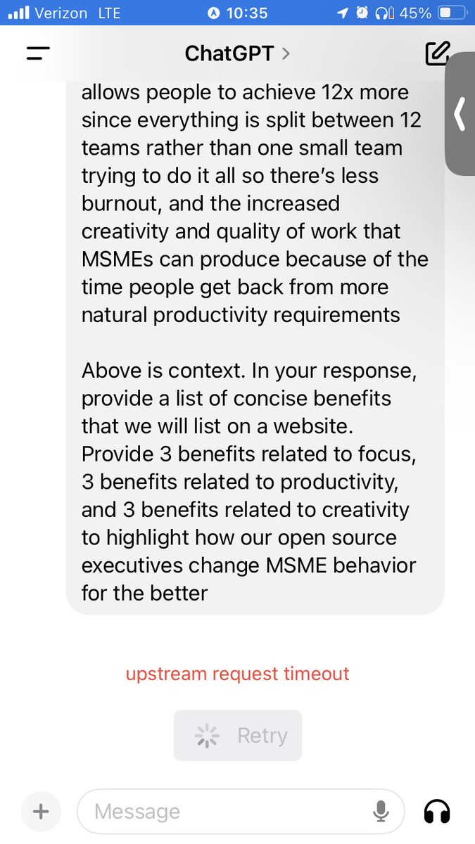 trainfarb's tweet image. Ran into “Upstream request timeout” from @OpenAI’s @ChatGPTapp 🤔

Discovered @huggingface’s #huggingchat has an app now 🥳

Never looked back. #openSource always