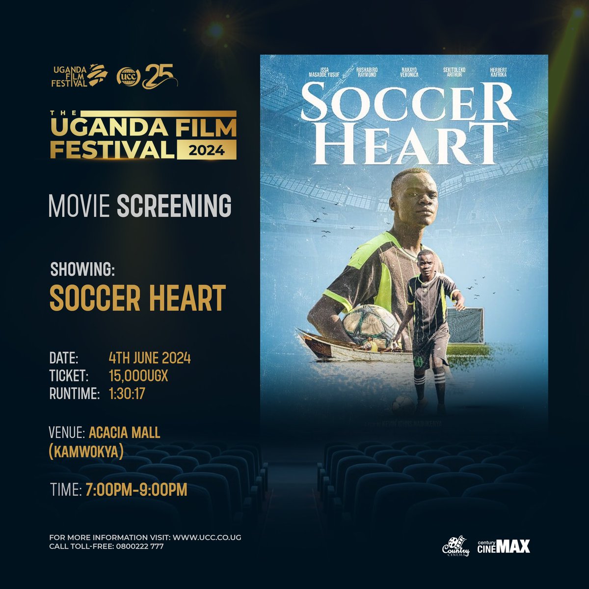 Uganda Film Festival brings to you all you yet to be favorite Ugandan movies.

You can watch all these amazing Ugandan movies at Acacia mall at fair fee of 15k ugx 

Don't miss out!

#UFF2024|| #localstoriesGlobalImpact