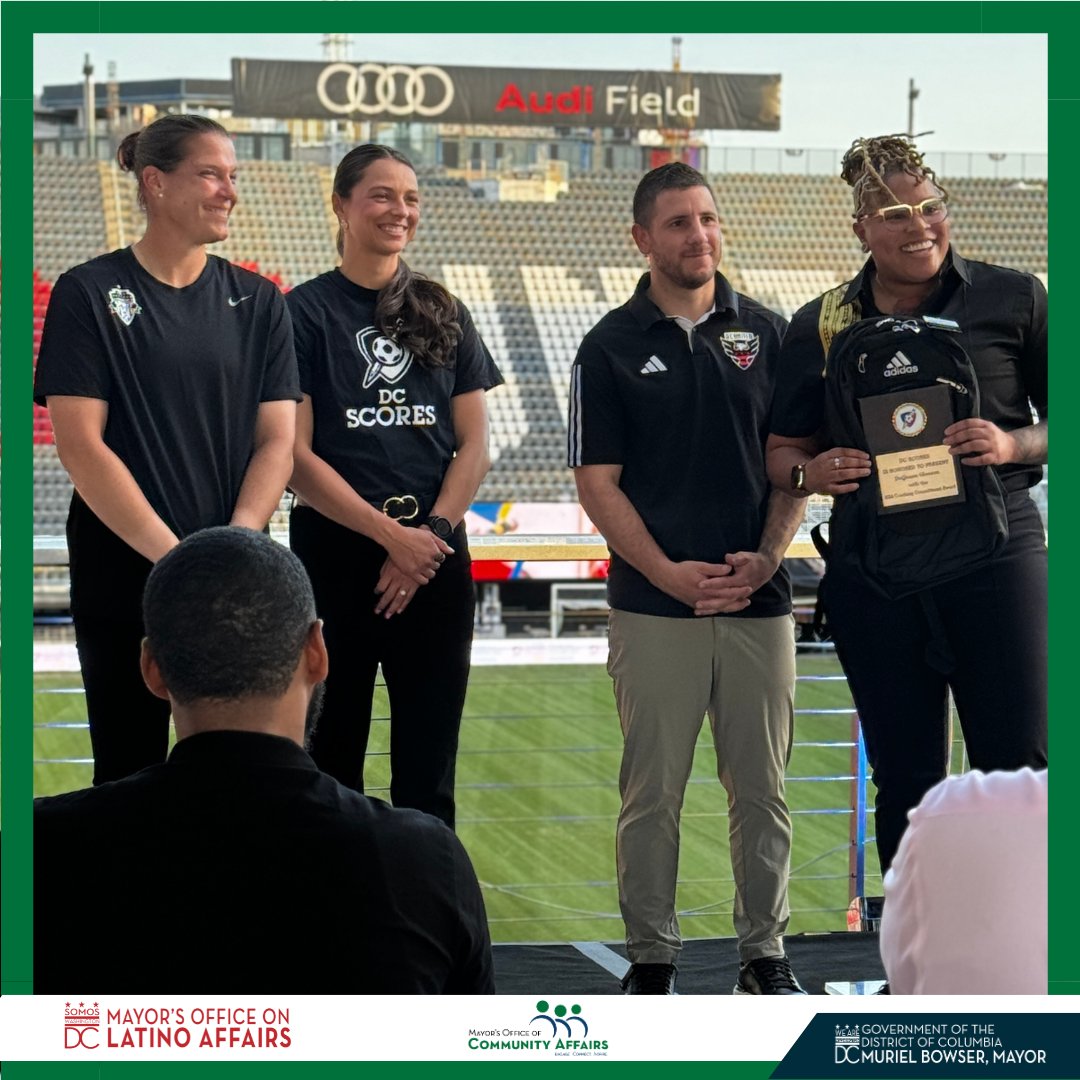 On behalf of <a href="/MayorBowser/">Mayor Muriel Bowser</a>, Director Eduardo Perdomo congratulates the coaches, teachers, and volunteers for all the effort and dedication to make a positive impact on poet-athletes during the 12th annual <a href="/DCSCORES/">DC SCORES</a> Awards.

#DCValues #SOMOSDC