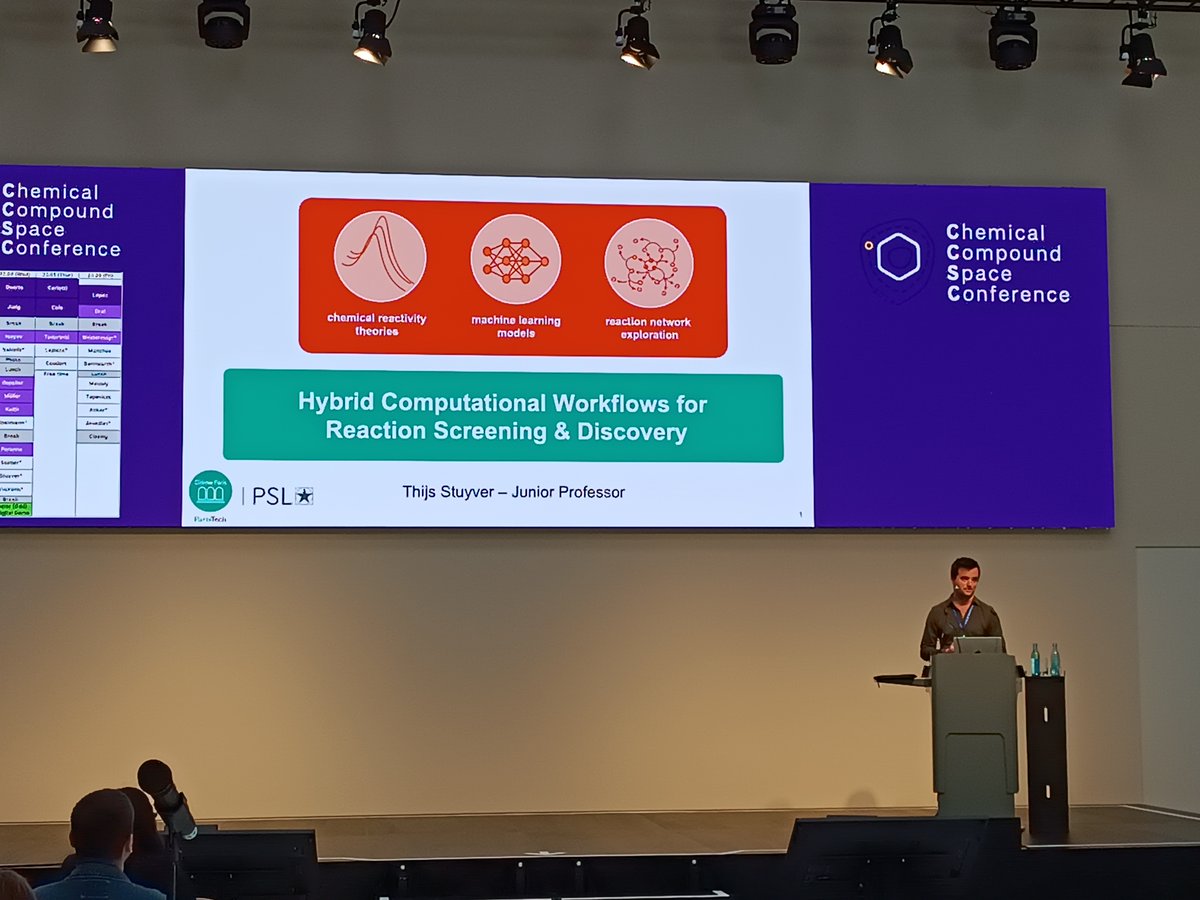 Professor Thijs Stuyer <a href="/thijsstuyver/">Thijs Stuyver</a> from Chimie Paris-Tech is now taking the stage to support a workflow on hybrid computational for reaction screening discovery #CCSC2024