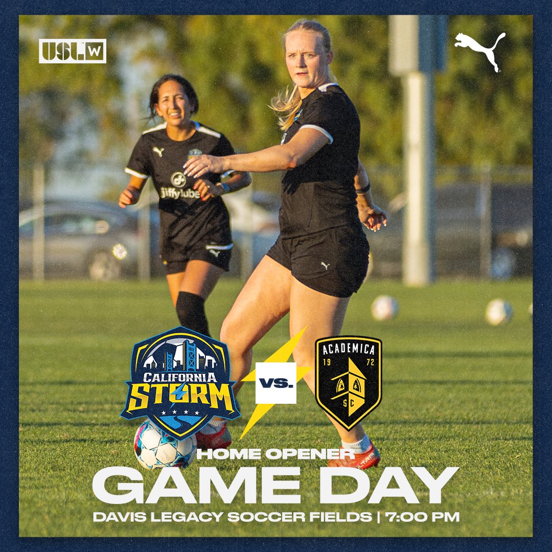 CalStormSoccer's tweet image. Our home opener is finally here 🤩

🆚 Academica SC
⏰ 7:00PM
🏟️ Davis Legacy Soccer Fields

🎟️ calstormsoccer.com/tickets
