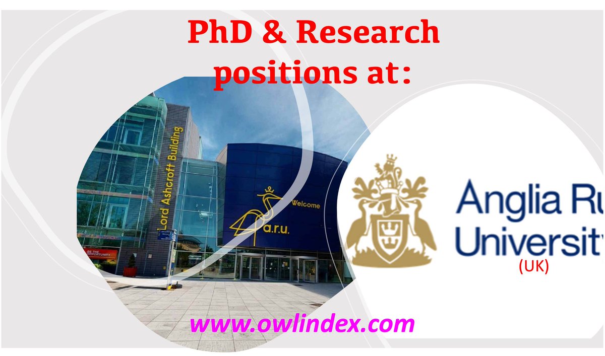 43 PhD & Research positions at the Anglia Ruskin University ARU (UK): owlindex.com/service-explor…

#owlindex #PhD #PhDposition #phdresearch #phdjobs #Research #researchers #University #uk #ukjobs #AngliaRuskin @owlindex @AngliaRuskin