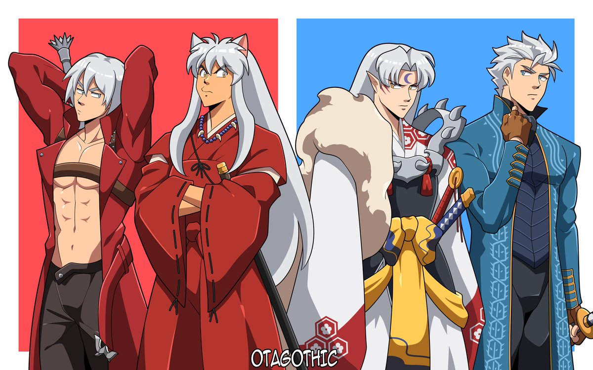 otagothic's tweet photo. Half demon bros that (don’t actually) hate each other 🤍

#InuYasha #DMC3 #DevilMayCry https://t.co/U8AjPnreEd