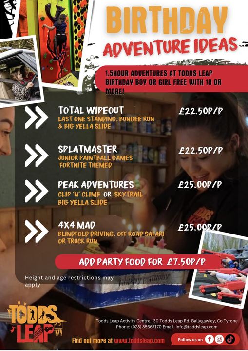 Check out our latest BIRTHDAY PACKAGES below -Ben's top picks! Act fast &amp; grab our special offer: Birthday child goes free with a group of 10 or more.

We've made it super easy for all you parents, give us a call at 028 85567170, and we'll take care of the rest! 😊🎉

#birthday