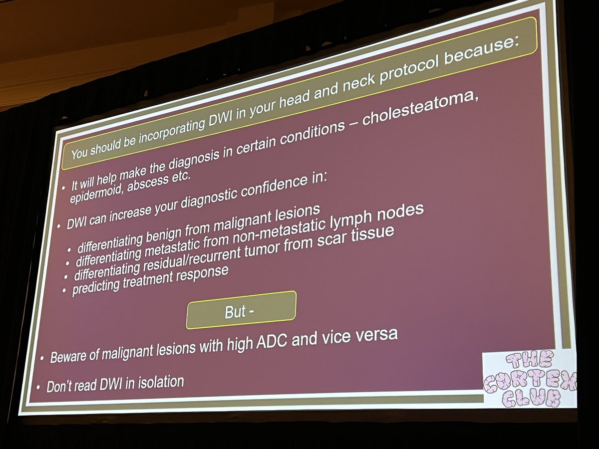 Good morning from #ASNR24 Las Vegas! In this @ASHNRSociety #HNrad session, @MohitAgNeurorad giving an illustrative talk on DWI 👏 @TheASNR @thecortexclub