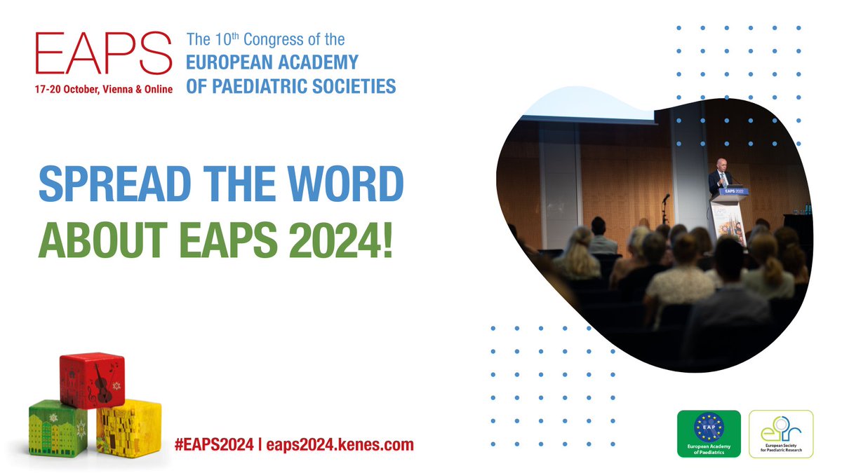 🌟 Make a difference! Get the word out about #EAPS2024 with our Promotional Toolkit. Join us in Vienna & online for the 10th Congress of the European Academy of Paediatric Diseases.🌍 Download and share: 👉 bit.ly/46B6o6Q #PedsICU #paediatrics @espr_esn @EAPaediatrics