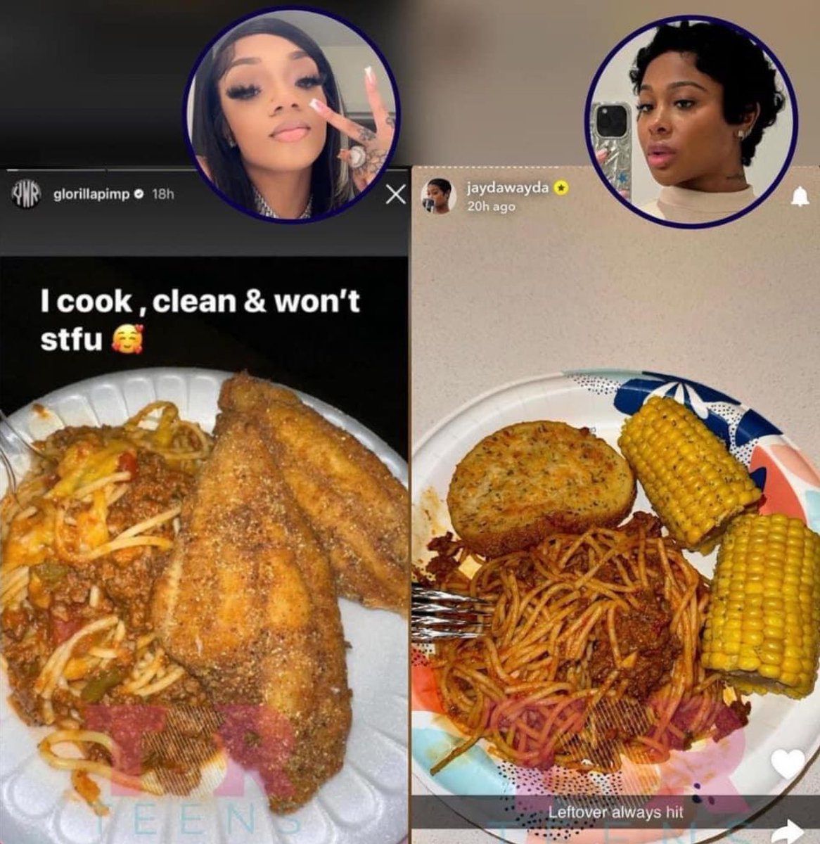 teeelatricee's tweet image. Who food yall eating glorilla or jayda