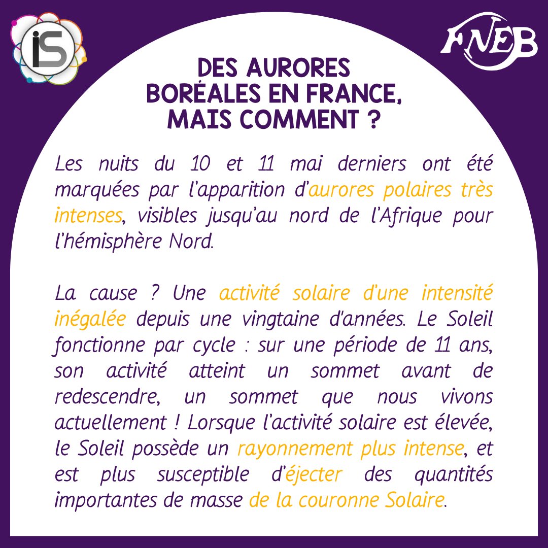 FNEBmono's tweet photo. [👨‍🔬 SCIENCES – L’INFO SCIENCE🌌]

Dans l’Info Science du jour, on revient sur les aurores boréales qui sont apparues en France début mai ! ✨
Bonne lecture 📖

Article rédigé par Thom Alkan.
#fnebmono #sciences #indésciences #funfact #infoscience #auroresboreales #aurorespolaires https://t.co/8fdhz3KANb