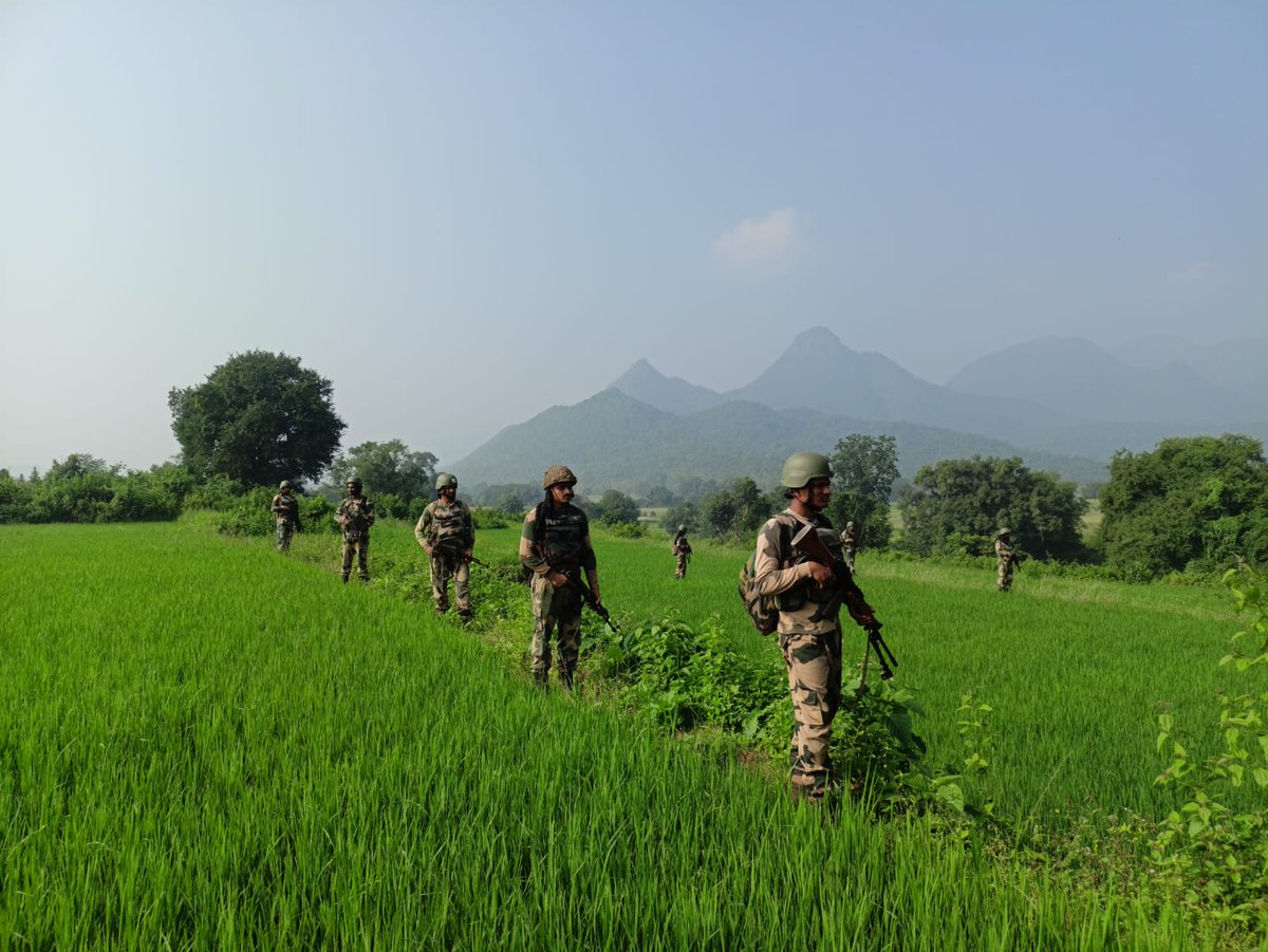 Verdant green field with picturesque hill in thebackground, it is more than what meets the eye. #BSF #FirstLineofDefence #BSFOdisha