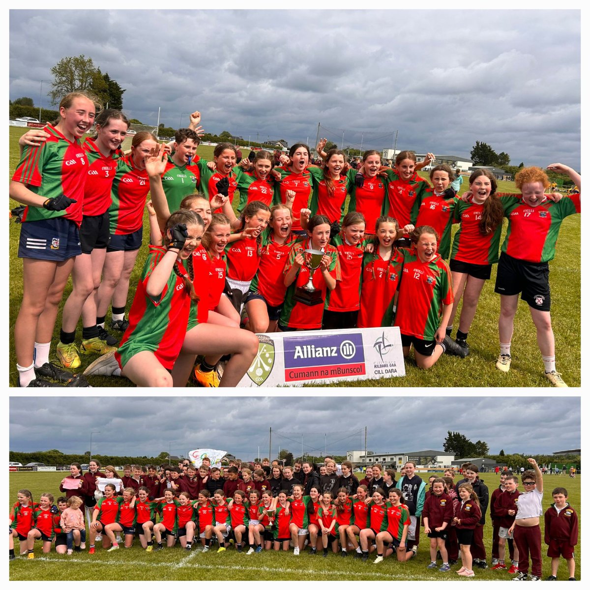 Comhghairdeas lenár gcailíní a bhuaigh cluiche ceannais peile sinsearacha Cumann na mBunscol Chill Dara roinn 2 inniu. Agus buíochas mór don lucht leanúna freisin. GUF abú!