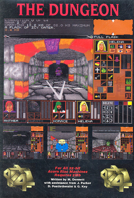 I was today years old when I first heard about 'The Dungeon', a 1993 RPG exclusive to the Acorn Archimedes computers. It's one of many Dungeon Master clones, but it's impressive how it already had abandoned the grid and embraced free movement like Ultima Underworld a year prior.