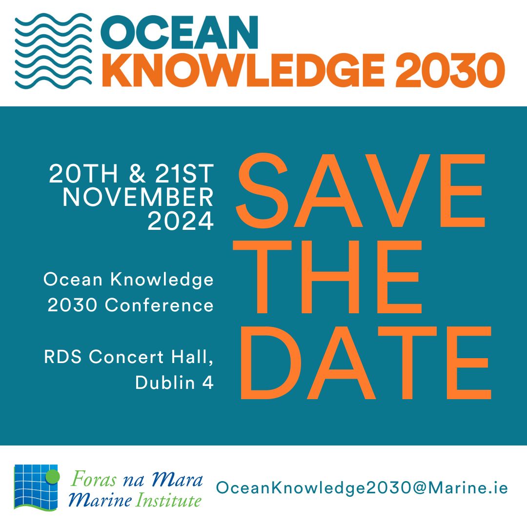 🛑SAVE THE DATE🛑 THE OCEAN KNOWLEDGE 2030 CONFERENCE 📅20th & 21st November, Dublin The Marine Institute is pleased to announce the Ocean Knowledge 2030 conference to be held in Dublin on 20-21 November 2024. The conference will bring together a diverse national ocean community