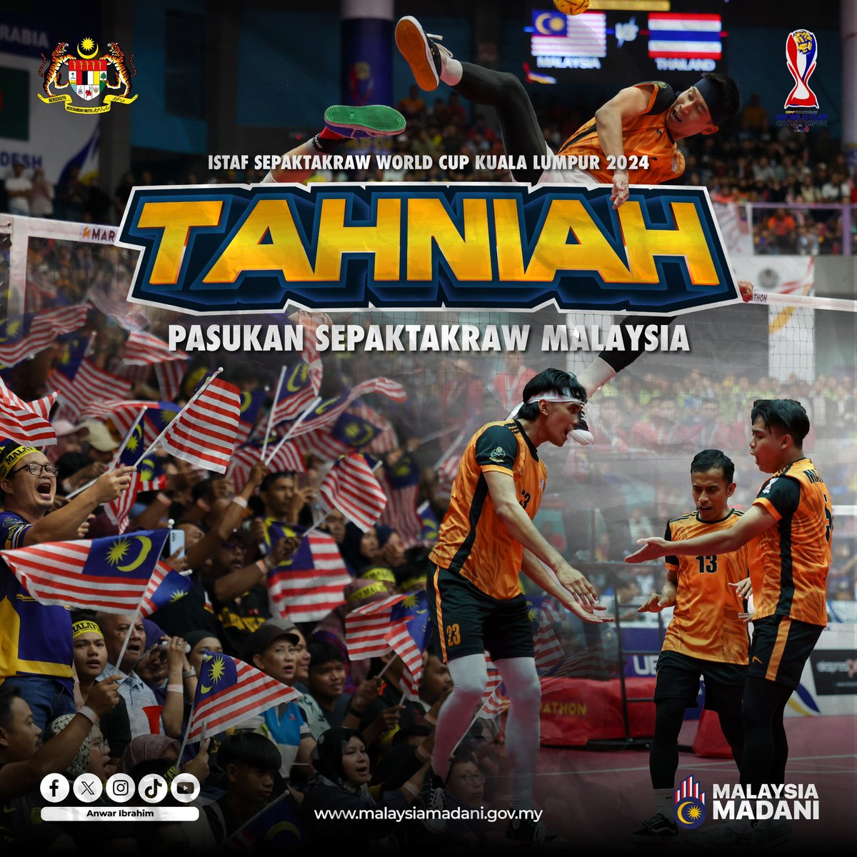 Satu pencapaian yang membanggakan dan luar biasa! Tahniah pasukan sepak takraw Malaysia! Moga kemenangan ini akan mendorong lebih banyak kejayaan di masa akan datang!