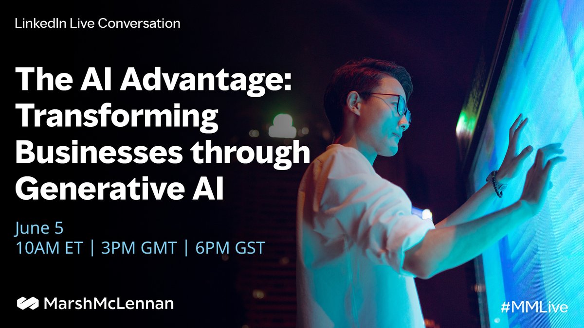 Don’t miss our upcoming LinkedIn Live featuring @Mercer and @OliverWyman leaders discussing emerging trends and critical challenges as businesses transform around generative #AI. bit.ly/4dUrktR #MMLive #innovation #FutureofWork