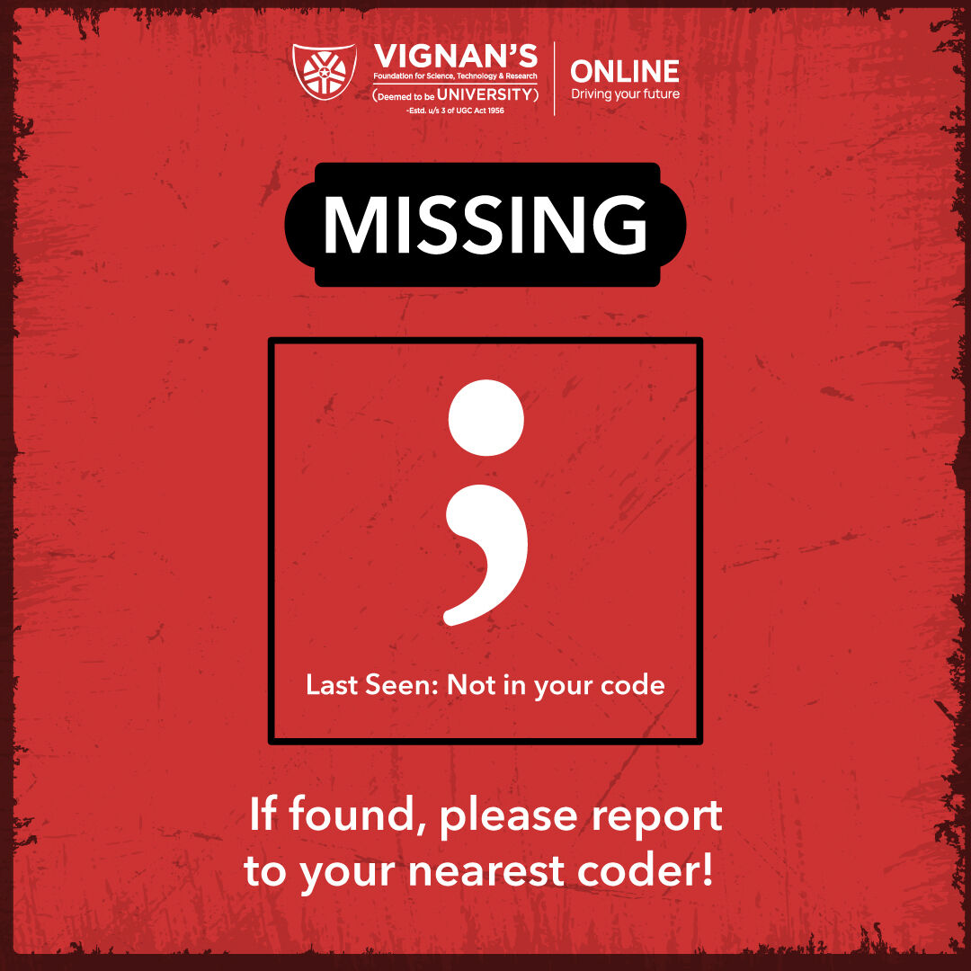 vignanonline's tweet image. Enroll at Vignan Online and Master the Art of Error-Free Coding!

#VignanOnline #DrivingYourFuture #codinglifestyle #softwaredevelopment