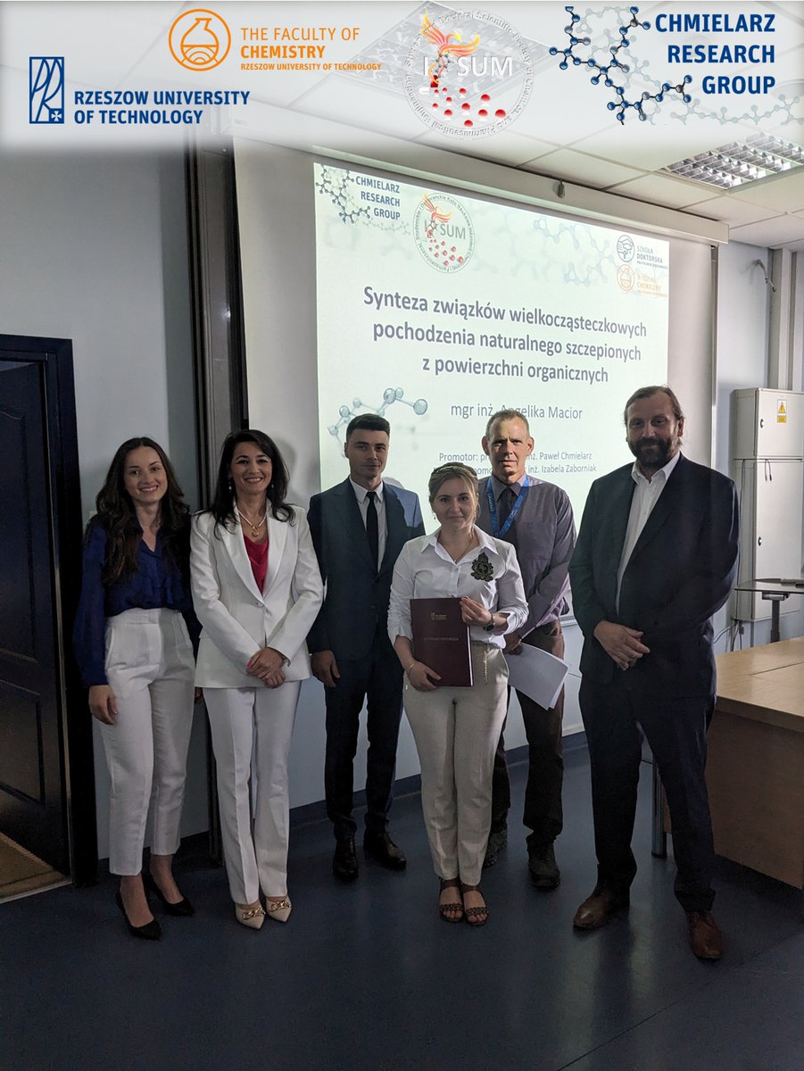 We are proud of @AngelikaMacior 👩‍🔬@Chmielarz_Group @Ipsum_PRz @PolitechnikaRz, who defended her PhD with distinction today❗️🎓The subject of the work concerns the functionalization of wood by #ATRP 🪵🧪 Congrats and further successes in the world of science❗️👏🚀