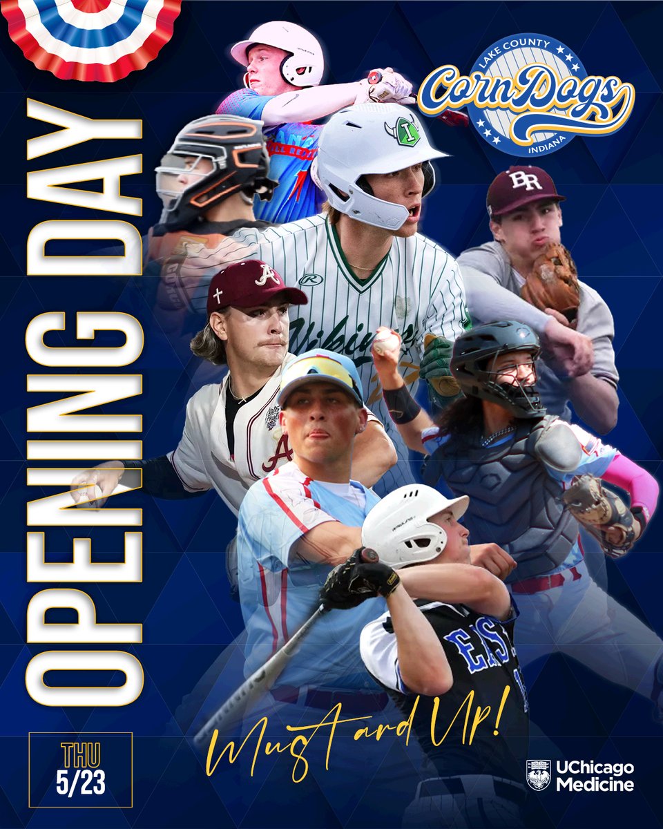 lakecocorndogs's tweet photo. Look for some new faces and of course some you will recognize! 

⚾️OPENING DAY⚾️
Let the mustard flow!
📆Thursday, May 23 
🕖 Gates 5:30PM • Gametime 7PM
Vs Beecher Muskies
🎟 https://t.co/AGFmP98hk1
#lakecountycorndogs #playball https://t.co/P33RhE2x8A