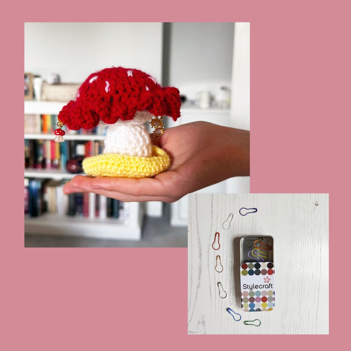 Our latest winners of the stitchmarker tins are Lucy French & her friend's 12 year old daughter who has recently taught herself how to crochet. Lucy says that 'Lily's been so determined & is now making squares & has even made an amigurumi toadstool freehand, no pattern required'