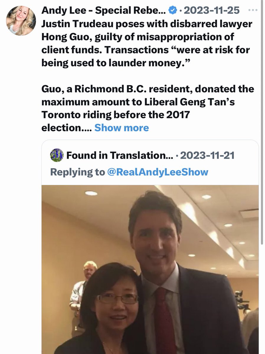 Another one of Justin Trudeau’s friends that is wanted for arrest flees to China… what a surprise. She will never be back. x.com/realandyleesho…