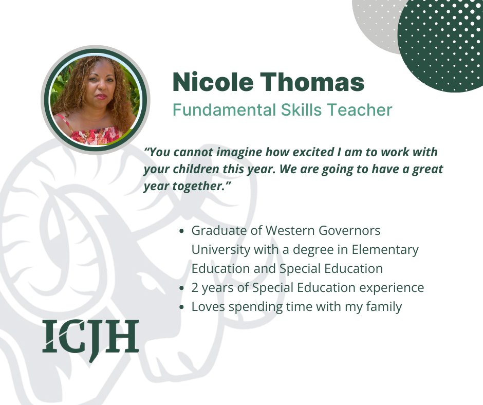 Let's meet the staff at ICJH....