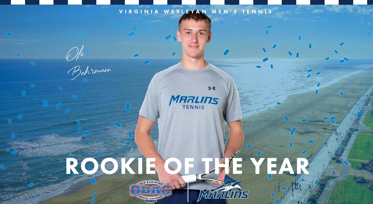 Congratulations to Ole Behrmann for being Named ODAC Rookie of the Year! Great work Ole! #MarlinNation // #RookieOfTheYear // #Tennis