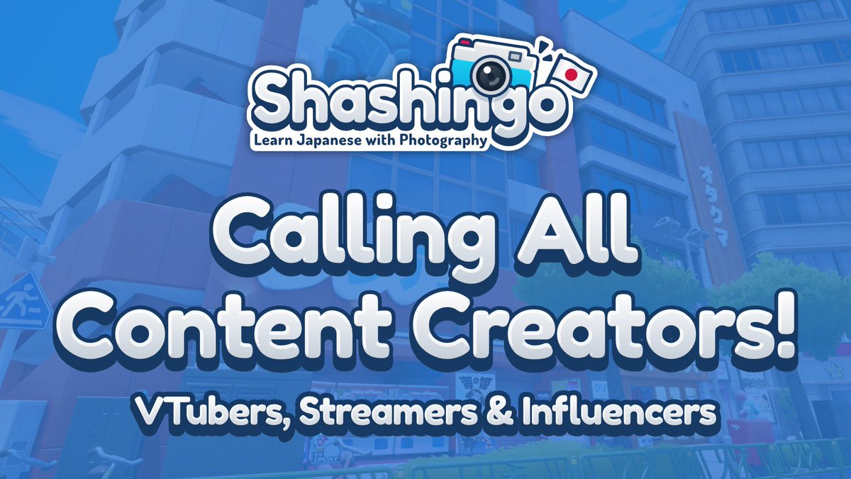 Calling all VTubers, Streamers & Content Creators! ✨ Wanna play Shashingo and learn Japanese with your audience? DM me with your information and I'll send a key your way if you're a good fit! 💙 If you already applied last time, feel free to message again with more info!
